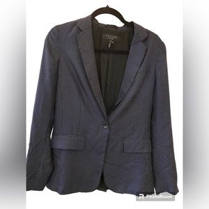Beautiful navy and white polka dot rag and bone silk blazer